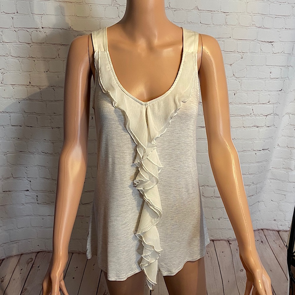 Kenar cream colored ruffled tank top size medium